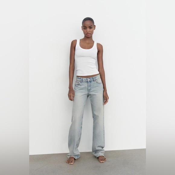 Zara- TRF LOW RISE STRAIGHT CUT JEANS - Picture 1 of 8
